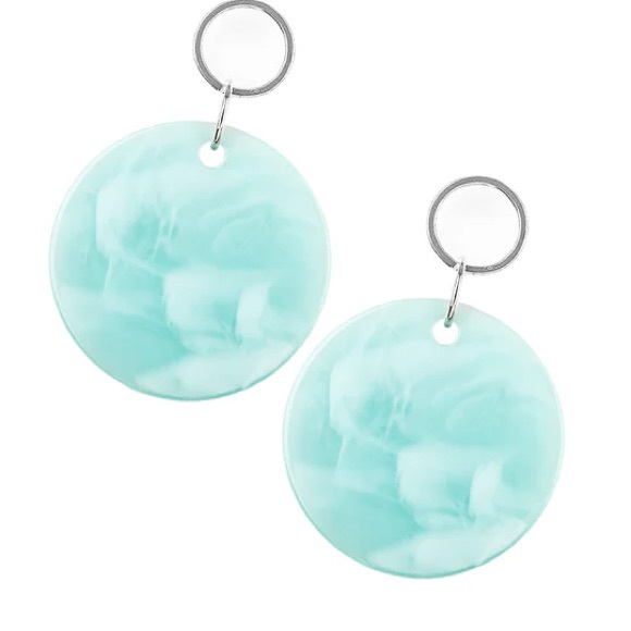 Paparazzi Silver and Blue Dangle Earrings with Oceanic Charm - Picture 2 of 2